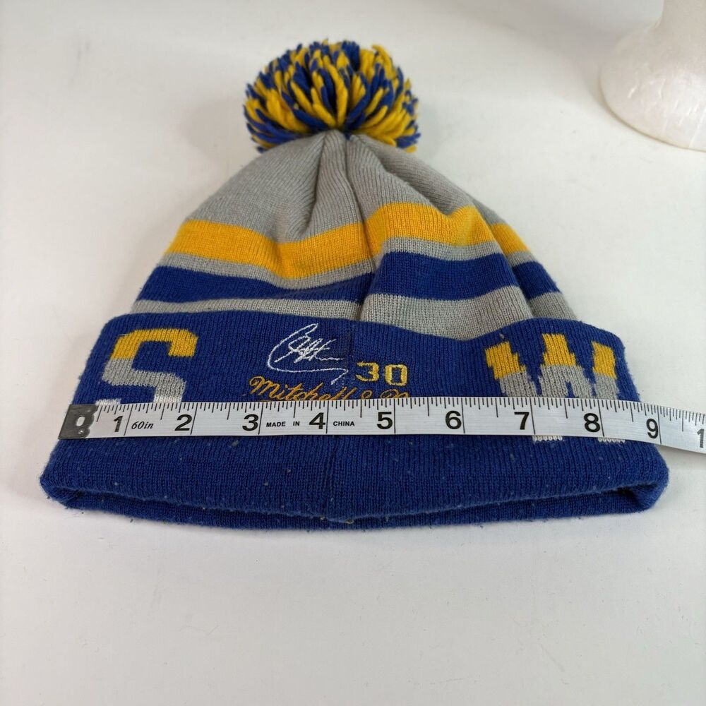 Golden State Warriors Winter Hat Cuffed Pom Beanie Cap, Blue, Steph Curry 30 - Picture 7 of 8